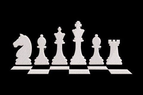 White chess pieces embroidery design