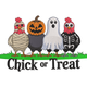 Chick or Treat Halloween Chicken Embroidery Design, Pattern