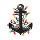 Christmas Anchor Lights Embroidery Design, Coastal Nautical Holiday