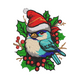 Christmas Bird with Santa Hat Embroidery Design, Instant Download