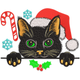 Christmas Black Cat Embroidery Design, Instant Download