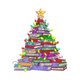 Christmas Book Tree Embroidery Design, Instant Download