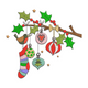 Christmas Branch with Hanging Ornaments Embroidery Design, Instant Download