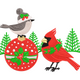 Christmas Cardinal and Chickadee Birds Embroidery Design, Holiday Birds Pattern