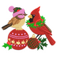 Christmas Cardinals with Ornaments Embroidery Design, Instant Download