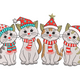 Christmas Cat Group Embroidery Design, Instant Download