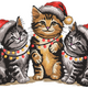 Christmas Cats Trio Embroidery Design, Instant Download