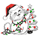Christmas Cat with Tree Embroidery Design, Instant Download
