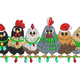 Christmas Chickens on Lights Embroidery Design, Instant Download
