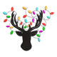 Christmas Deer Head with Lights Embroidery Design, Instant Download