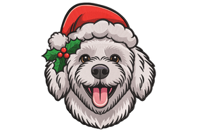 Christmas Dog Face Embroidery Design, Holiday Pet Machine Embroidery Pattern, Instant Download