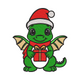 Christmas Dragon Santa Hat Gift Embroidery Design, Instant Download