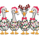 Christmas Geese with Holiday Lights Embroidery Design, Instant Download