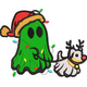 Christmas Ghost with Reindeer Embroidery Design, Instant Download