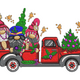 Christmas Gnomes in Red Truck Embroidery Design, Instant Download