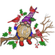Christmas Gnome with Cardinals Embroidery Design, Instant Download