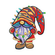 Christmas Gnome with Lights Embroidery Design, Instant Download