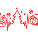 Christmas Heartbeat Embroidery Design, Holiday EKG with Festive Icons