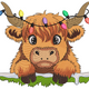 Christmas Highland Cow Embroidery Design, Instant Download