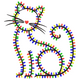 Christmas Lights Cat Embroidery Design, Festive Cat Machine Embroidery Pattern, Instant Download
