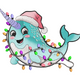 Christmas Narwhal Embroidery Design, Instant Download