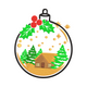 Christmas Ornament Cabin Embroidery Design, Festive Winter Scene, Instant Download