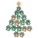 Christmas Paw Print Tree Embroidery Design, Pet Holiday Pattern