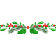 Pine Needle Holly Garland Embroidery Design, Christmas Mantle Border