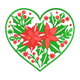 Christmas Poinsettia Heart Embroidery Design, Holiday Floral Heart, Instant Download