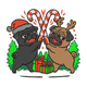 Christmas Pug Dogs with Candy Canes Embroidery Design, Holiday Pugs