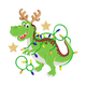 Christmas Reindeer Dinosaur Embroidery Design, Instant Download