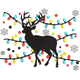 Christmas Reindeer Silhouette with Lights Embroidery Design, Instant Download