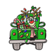 Christmas Reindeer in Green Truck Embroidery Design, Instant Download
