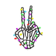 Christmas Skeleton Peace Hand Embroidery Design, Instant Download