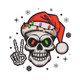 Christmas Skull with Santa Hat Embroidery Design, Instant Download