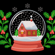 Christmas Snow Globe House Embroidery Design, Holly Berry Holiday Pattern, Instant Download