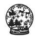 Christmas Snow Globe Silhouette Embroidery Design, Instant Download