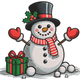Christmas Snowman with Gift Embroidery Design, Instant Download