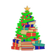 Christmas Tree Made of Books Embroidery Design, Book Lover Holiday Pattern, Instant Download