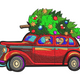 Christmas Tree on Car Embroidery Design, Instant Download
