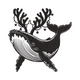 Christmas Whale Embroidery Design, Christmas Pattern, Instant Download