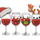 Christmas Wine Glasses with Lights Embroidery Design, Instant Download