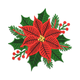 Classic Christmas Poinsettia Embroidery Design, Instant Download
