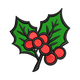 Classic Holly Leaves Red Berries Embroidery Design, Instant Download