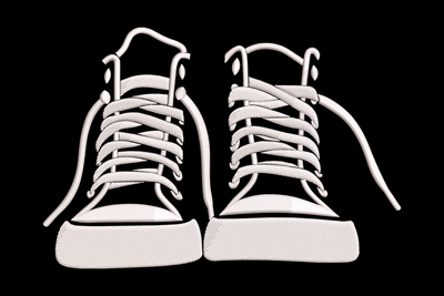 Classic Sneakers Embroidery Design, Lace Up Shoes Streetwear Pattern, Instant Download