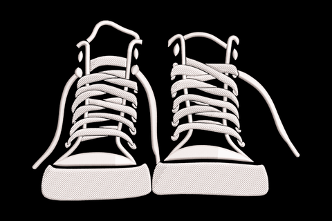 White high-top sneakers with laces embroidery design