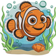 Clownfish Underwater Embroidery Design, Instant Download