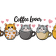 Coffee Lover Cats Embroidery Design V2, Instant Download