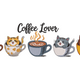 Coffee Lover Cats Embroidery Design, Instant Download