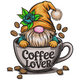 Coffee Lover Gnome Embroidery Design, Instant Download